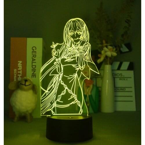 Acrylic Night Light LED Room 3D Desk Lamp Smart Phone Control Nightlight Re Zero Echidna Home Decor Kids Birthday Holiday Gift