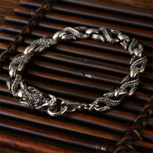 Handcrafted Thailand 925 Silver Dragon Bracelet Vintage Sterling Silver Dragon Bracelet Real Pure Silver Dragon Bracelet