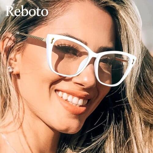 Brand White Cat Eye Glasses Frames Women 2020 Vintage Transparent Optical Frames Female Clear Lens Spectacles Eyewear