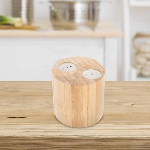Seasoning Bottle Kitchen Spice Jar Pot Wooden Seasoning Salt Box Environmentally Friendly Non-toxic Round Bamboo Seasoning Box