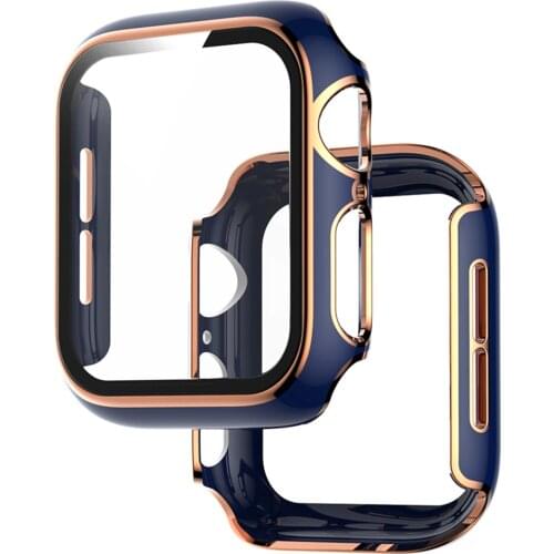 Lightweight Case with Glass Film for Apple Watch SE Cover Series 6 5 4 3 2 PC Bumper 40mm 44mm 38mm 42mm Screen Protector Shell