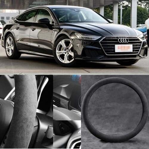 For Audi A6 Circular D Type Black Alcantara Suede Car Steering Wheel Cover Car Accessories