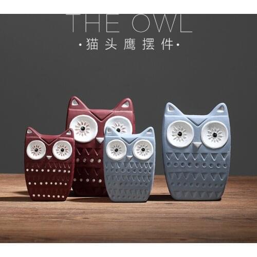 European Style Ceramic Animals Owl Decoration Cartoon New Year Ornaments Birthday Gifts Living Room Decoration Porcelain Figurin