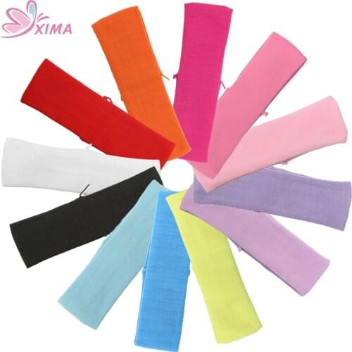 XIMA 12pcs/lot Girl Hair Accessories Fashion Solid Color Hair Elastic Stretchy Wide Nylon Headband (1-3 Month Girls) BHB012