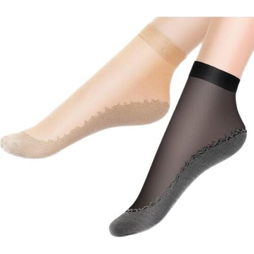 10 Pairs/ Lot Velvet Silk Womens Summer Socks Cotton Bottom Soft Non Slip Sole Massage Wicking Slip-resistant Spring Autumn Sock