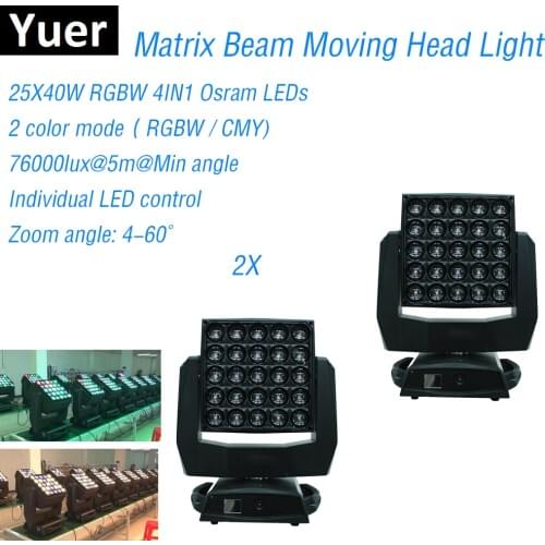 New Arrival 25Pcs*40W RGBW 4IN1 Led Matrix Moving Head Beam Light DMX512 Control RGBW Led Moving Head Beam For Club Disco Light