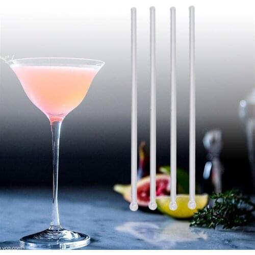 50pcs Transparent Cocktail Drink Bar Muddler Round Head Stirring Mixing sticks Ladle Stirrer Swizzle Stick