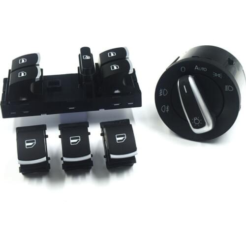 Chrome Auto Fog Headlight switch+ Master & Single Window Control Switch For Volkswagen VW CC Tiguan Passat B6 Golf 5 6 Jetta MK5
