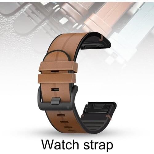 Watch Band Soft Skin-friendly Adjustable Replacement 22/26mm Faux Leather Sweatproof Wristband Strap for Garmin 5/6/5X/6X/945