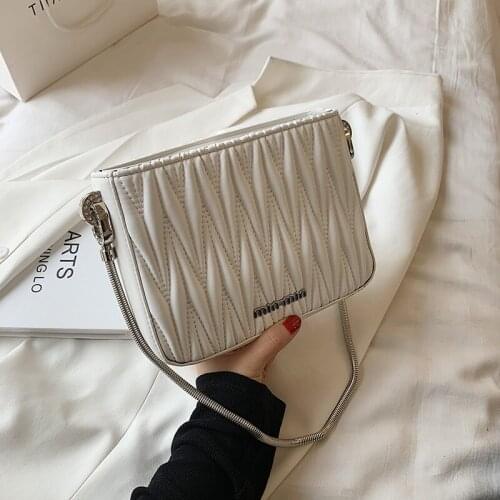 PU Luxury Brand Ladies Fashion Fold Chain Small Square Bag 2021 New Sweet Ladies Casual One-shoulder Diagonal Bag Luxury Handbag