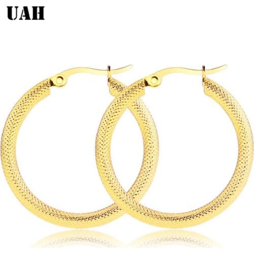 UAH Stainless Steel Circle Hoop Earrings For Women Sexy Big Round Loop Hypoallergenic Earrings Jewelry Sports Earings Gifts