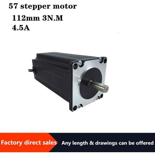 Nema23 57 stepper motor axis diameter 8mm lengthened 112mm high torque 3N.m 423 oz.in two-phase four-wire1.8 degrees 4.2A hybrid
