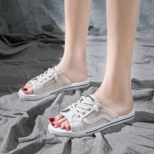 Summer Beach Casual Slides Women Fashion 2020 Soft Bottom Air Mesh Slip on Sandals Flat Platform Shoes Woman Slippers