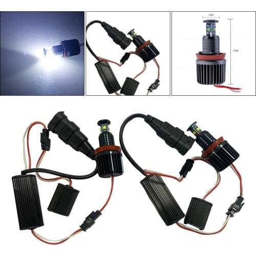 2Pcs 40W High Power H8 LED Angel Eyes Light Bulbs for BMW E81 E82 E88 E92 E93 E63 Series White