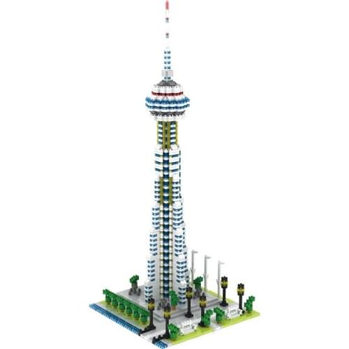 YZ060 1694Pcs World Famous Architecture Model Micro Diamond Blocks Bricks Building Toy Toronto CN Tower Mini Block Assembly Toys