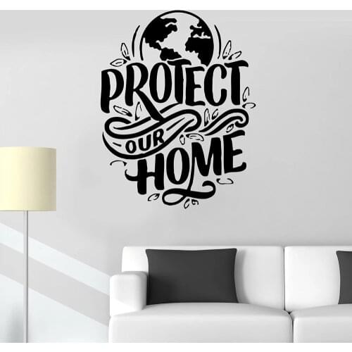 Protect Our Home Lettering Words Wall Decal Classroom Earth Nature Environment Vinyl Wall Sticker For Bedroom Removable W399