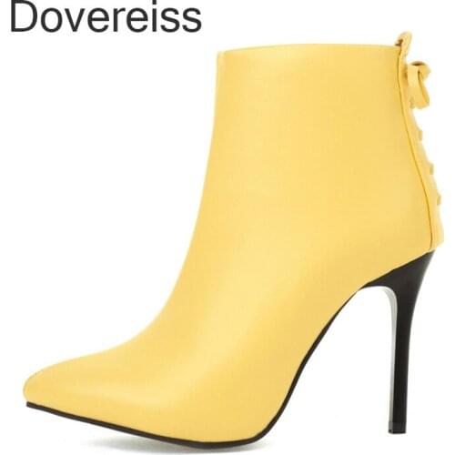 Winter For Woman New Fashion Sexy Pointed Toe Shoes Pure Color Zipper White Boots Ankle Boots Stilettos Heels 10cm 45 46 47 48