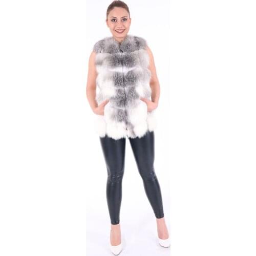 Women Genuine Sheepskin Leather With Real Fox Fur Vest Whole skin Natural Fox Fur Coat Luxury Outwear 2021 New Turkish Fashion