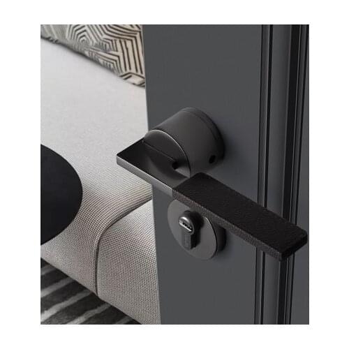 1 set European Style Leather + zinc alloy Door Handle Lock Interior Bedroom/Bathroom lock Anti-theft Home Room Safety Door Lock