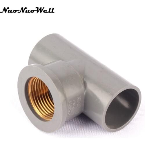 1pcs NuoNuoWell PVC 1" to 32mm Pipe Brass Female Thread Tee Connector Garden Hose Parts Irrigation Watering System Fittings