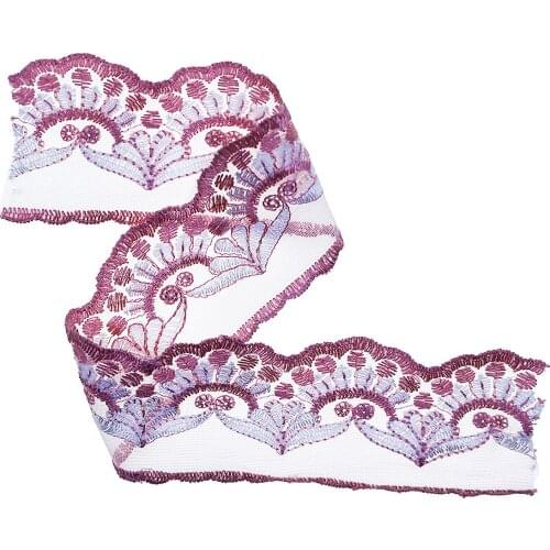 1 Yards Embroidery Lace Trim Flower Tulle Ribbon DIY Clothing Dress Sewing 6.3cm