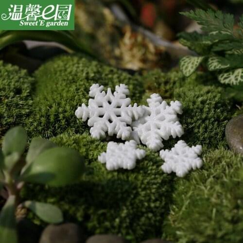 10PCs 2cm/2.8cm Christmas Snowflake Fairy Garden Decorate Miniature Micro Landscape Resin Crafts Bonsai Figurine Terrarium