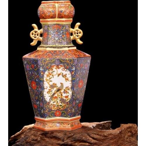 2 Antique QingDynasty porcelain vase,Enamel flowers bottle,Hand-painted crafts,Decoration,Collection&Adornment,Free shipping