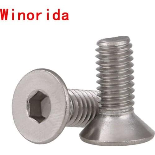 304 Stainless Steel Hex Socket Flat Head Machine Screws Countersunk Head Hexagon Socket Bolt KM DIN7991 M6M8M10M12 10PCS