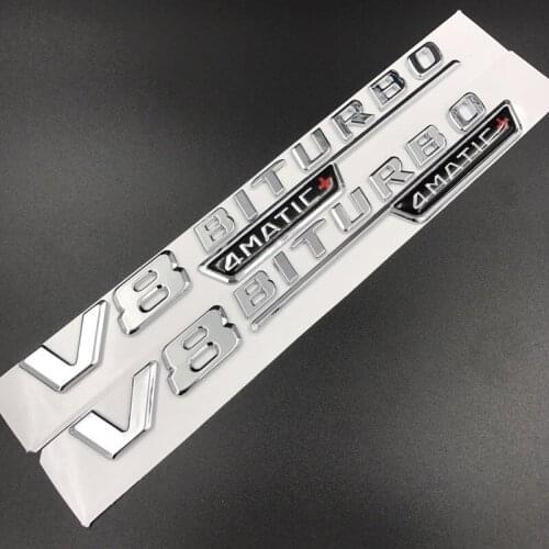 3D ABS Fender Trim Emblem Blade Logo V8 BITURBO 4MATIC+ for Mercedes Benz V8 C200 C300 E300 E400 W213 Car Styling Side Sticker
