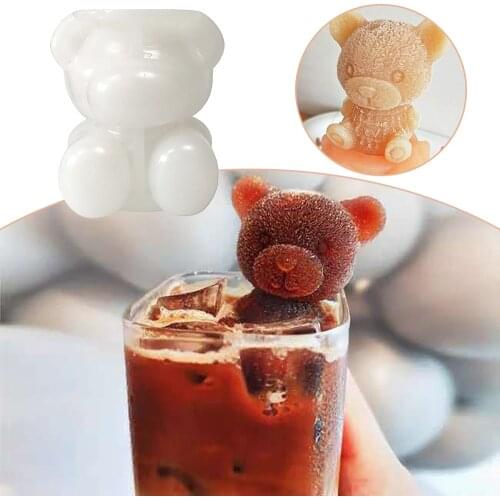 3D Ice Cube Maker Non-Stick Silicone Mold Bear Dog Shape Chocolate Mould Tray DIY Ice Cream Tool Whiskey Wine Cocktail Ice Cube