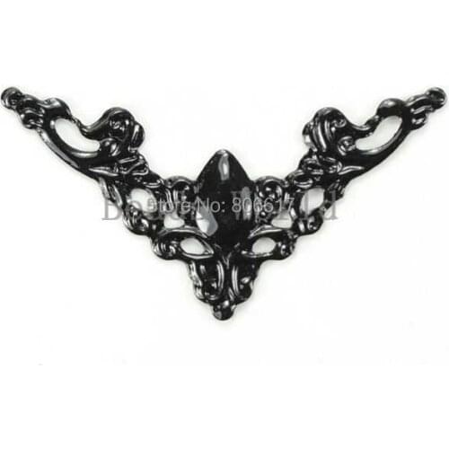50 Pcs Black Carving Book Scrapbooking Album Folders Decorative Corner Collar Corner 22x22mm(W03877 X 1)