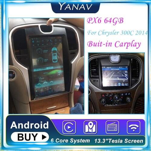 PX6 Vertical Screen Car Radio 2 Din GPS Navigation For Chrysler 300C 2014 auto Audio Multimedia head unit tape recoder anroid re