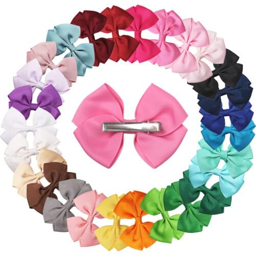 XIMA 27pcs/lot 3.5inch Grosgrain Ribbon Hair Bows WITH CLIP for Girls Hair Accessories Hairpins