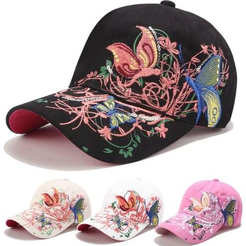 Flower Butterfly Embroidery Baseball Cap Snapback Hats For Women Bone Casquette Female Summer Casual Hip Hop Cap gorras hombre
