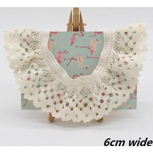 Beige Cotton Crochet Stretch Ruffled Lace Fabric DIY Clothes Sleeve Skirt Lengthened Border Clothing Sewing Accessories Dentelle