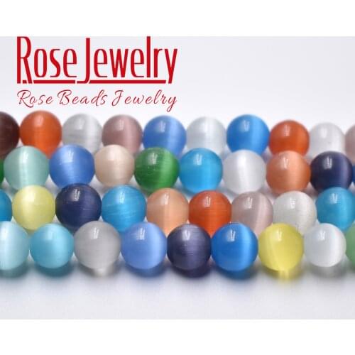 Multicolor Cat Eye Beads High Quality Smooth Round Loose Beads For Jewelry Making Opal Stone Diy Charm Bracelets 4/6/8/10/12 MM