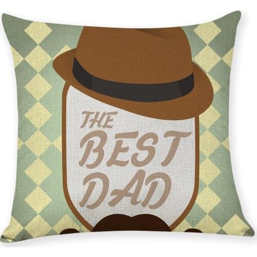 Fathers Day Cotton Linen Throw Pillow Case Cover New Home Office Decorative