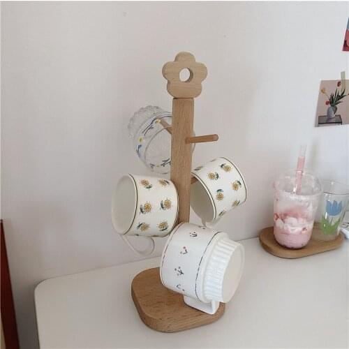 Wooden Roll Paper Shelf Storage Organizing Water Cup Drying Rack Paper Holder for Home Bathroom