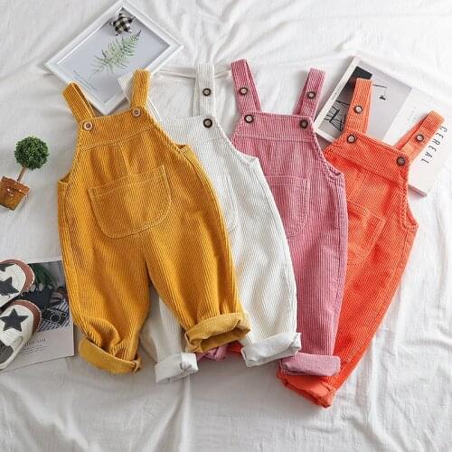 2020 Autumn Toddler Girls Jumpsuit 1 2 3 4 Y Baby Girl Cute Colorful Pocket Overalls Child Pants Corduroy Overalls New Arrival