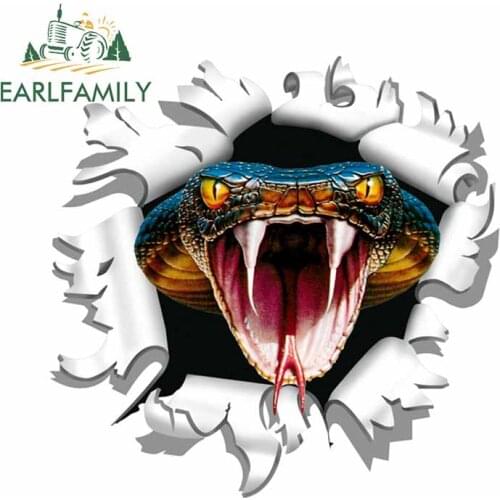 EARLFAMILY 13cm x 12.7cm For Snake Car Accessories Stickers Car Door Protector Decal Waterproof Creative For JDM SUV RV