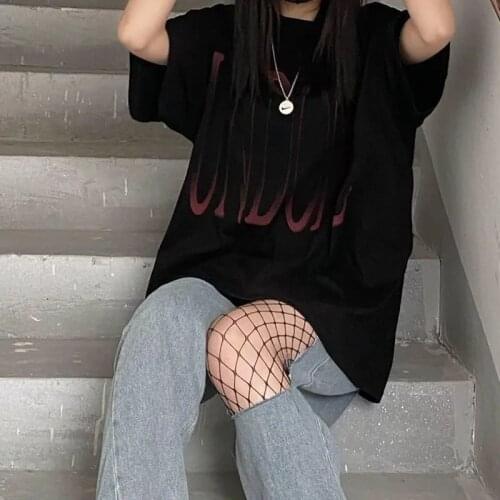 Women T-shirts Printed Oversized T-shirt Female Summer with Short Sleeve Top punk clothes shirt vintage black Streetwear tshirt