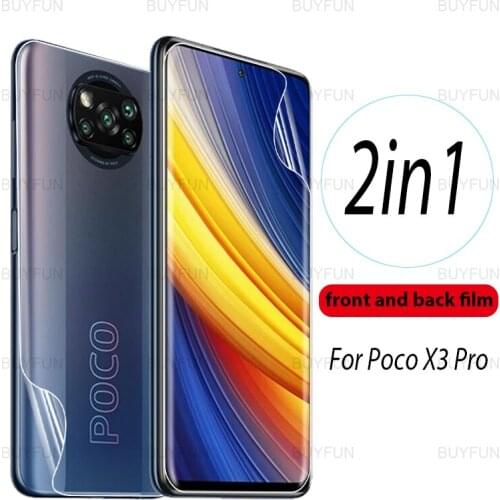 For Xiaomi Poco X3 Pro 6.67inch 2in1 front back screen protector hydrogel film for xiaomi xiomi poco x3 pro nfc protective film