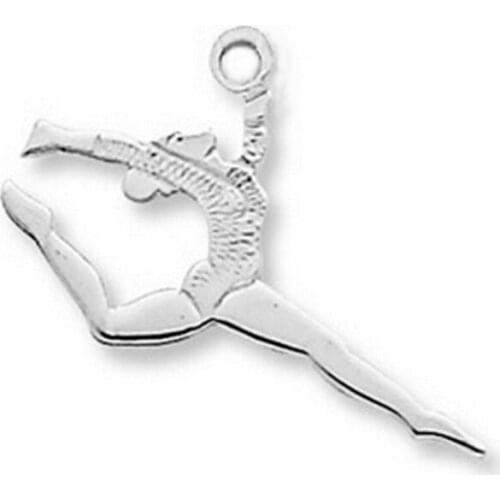Top selling alloy rhodium tone gymnastic girl charm