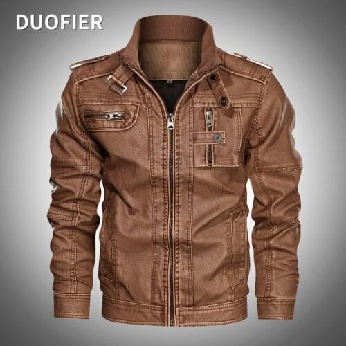 New Man Leather Jackets PU Stand Collar Warm Jacket Mens Streetwear Classic Biker Jackets Male Thick Motorcycle Coats Winter 6XL