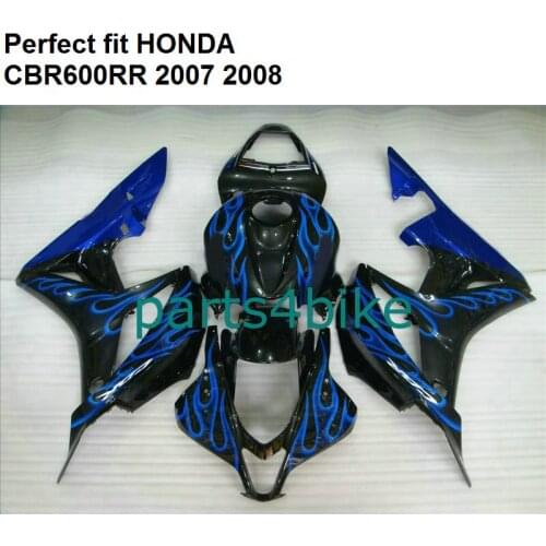 Injection moulded fairing for Honda CBR 600RR 2007 2008 blue flames black fairings kit CBR600RR 07 08 SZ42