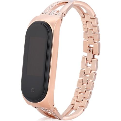 Fashion Women X Shape Diamond Bling Metal Watch Band for Xiaomi Mi Band 5 4 Strap Bracelet for MIband5 Link Wrist Belt