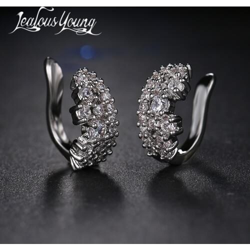Fashion 1ct Cubic Zirconia Clip Earrings Wedding Anniversary Jewelry For Women Fashion Party Gift Brincos Boucle D'oreille AE323