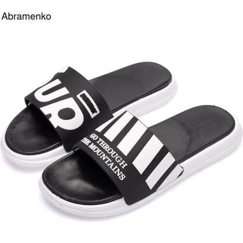 Fashion Slippers for Men Flip Flops Male Slides Soft Black and White Stripes EVA Casual Summer Shoes Zapatos Hombre Size 39-45
