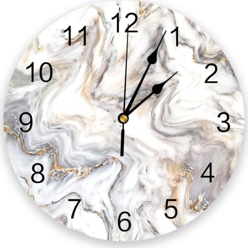 Abstract Marble Texture Print Wall Clock Wall Art Silent Non ticking Round Wall Watch for Home Decortaion Best Gift