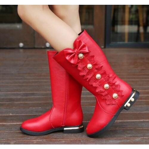 Autumn new Winter New Children Boots Girls PU Leather Boots Fashion girl Boots High Children Princess Girls Shoes Size 26-36